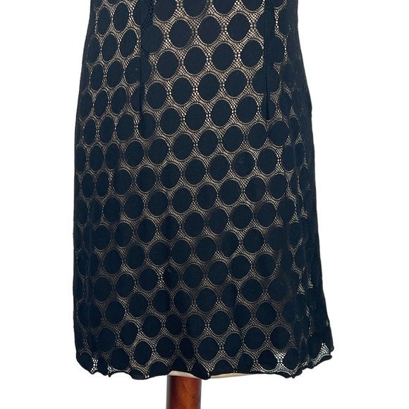 Agb SLEEVELESS POLKA DOT LACE OVERLAY ROUND NECK SHIFT DRESS BLACK/BEIGE 16 EUC - Picture 3 of 15